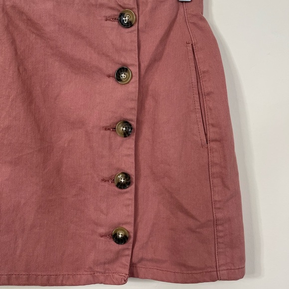 Topshop Moto Dusty Rose Asymmetrical Button Skirt With Pockets - Picture 3 of 8
